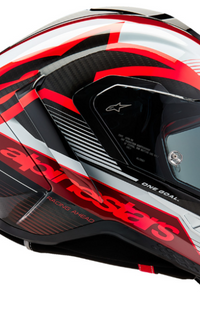 NEW Alpinestars Supertech R10 Team Helmet Black/Carbon Red/Gloss White