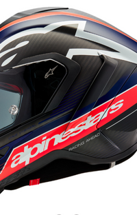 NEW Alpinestars Supertech R10 Team Helmet Matte Black/Carbon Red Fluo/Blue