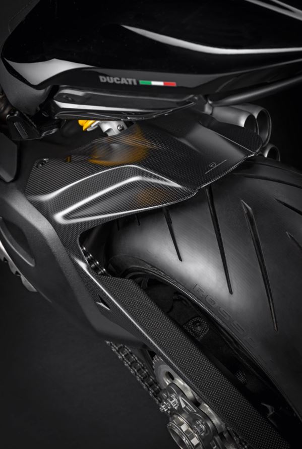 Carbon rear mudguard.