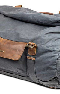 Royal Enfield Classic Duffel Bag, Roll Top with Leather Straps - Worn Gray