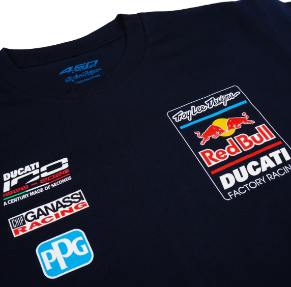 NEW Short Sleeve Troy Lee Designs Red Bull Ducati Blue XXL T-shirt
