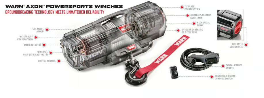 Warn 101145 AXON 45 Powersports/ATV Winch - 4,500 lb Capacity 374726