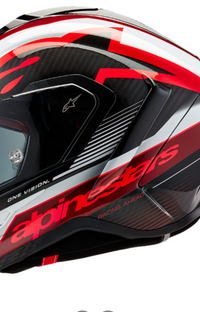 NEW Alpinestars Supertech R10 Team Helmet Black/Carbon Red/Gloss White
