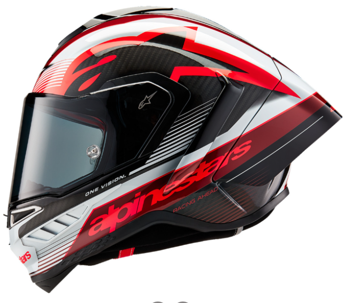 NEW Alpinestars Supertech R10 Team Helmet Black/Carbon Red/Gloss White