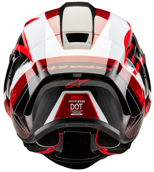 NEW Alpinestars Supertech R10 Team Helmet Black/Carbon Red/Gloss White