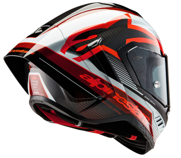 NEW Alpinestars Supertech R10 Team Helmet Black/Carbon Red/Gloss White