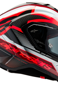 NEW Alpinestars Supertech R10 Team Helmet Black/Carbon Red/Gloss White
