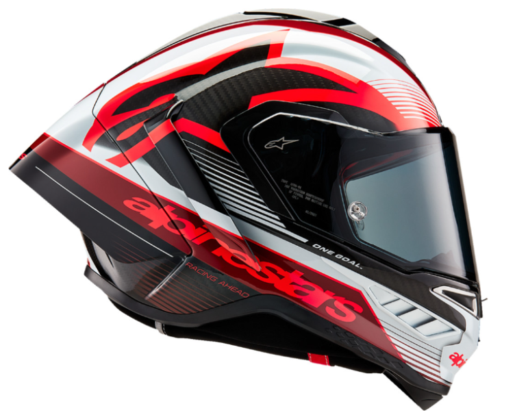 NEW Alpinestars Supertech R10 Team Helmet Black/Carbon Red/Gloss White