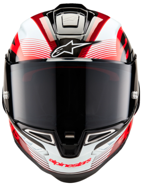 NEW Alpinestars Supertech R10 Team Helmet Black/Carbon Red/Gloss White