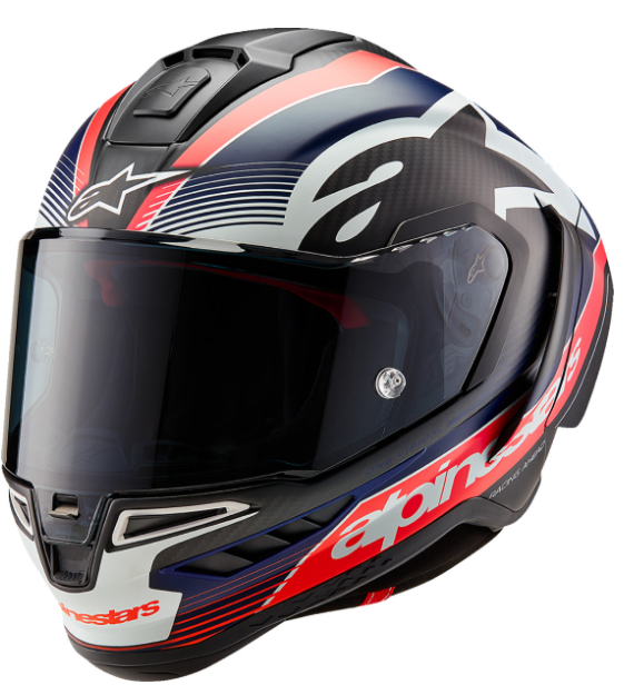 NEW Alpinestars Supertech R10 Team Helmet Matte Black/Carbon Red Fluo/Blue