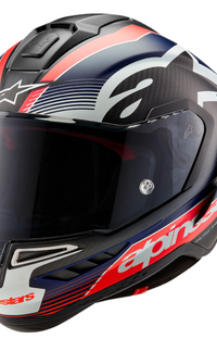 NEW Alpinestars Supertech R10 Team Helmet Matte Black/Carbon Red Fluo/Blue
