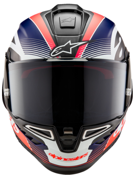 NEW Alpinestars Supertech R10 Team Helmet Matte Black/Carbon Red Fluo/Blue