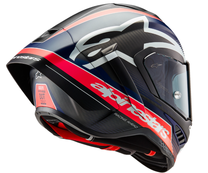 NEW Alpinestars Supertech R10 Team Helmet Matte Black/Carbon Red Fluo/Blue