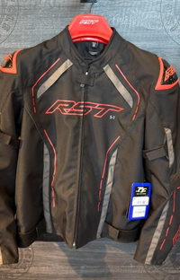 RST S1 CE Motorcycle Jacket Large Black Grey Red Textile New
