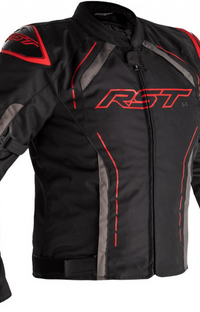 RST S1 CE Motorcycle Jacket Large Black Grey Red Textile New
