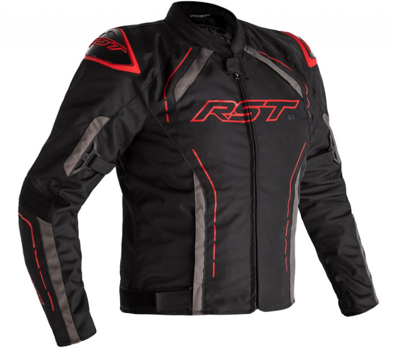 RST S1 CE Motorcycle Jacket Large Black Grey Red Textile New