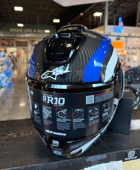NEW Alpinestars Supertech R10 Arius Carbon Blue White Small Helmet