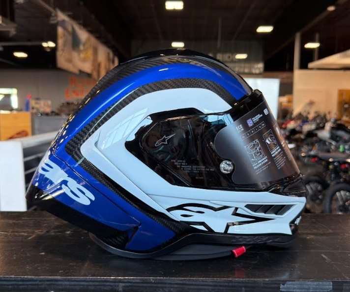 NEW Alpinestars Supertech R10 Arius Carbon Blue White Small Helmet