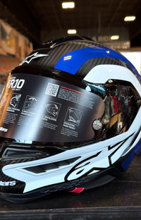 NEW Alpinestars Supertech R10 Arius Carbon Blue White Small Helmet
