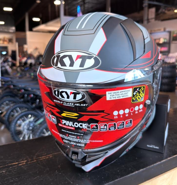 NEW KYT R2R Graphic LED Matte Black Grey Large Helmet