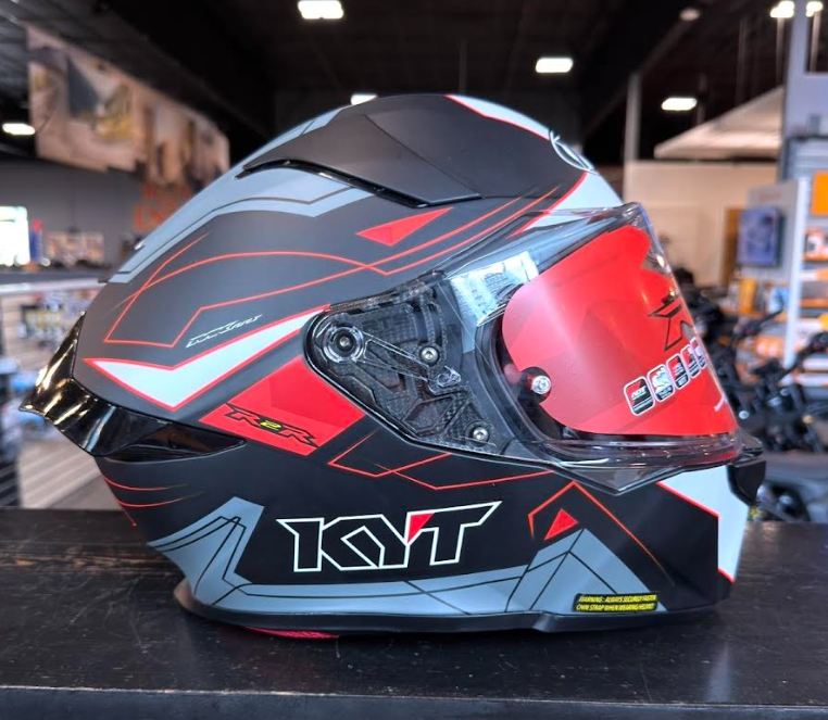 NEW KYT R2R Graphic LED Matte Black Grey Large Helmet