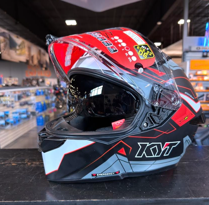 NEW KYT R2R Graphic LED Matte Black Grey Large Helmet