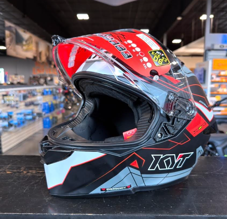NEW KYT R2R Graphic LED Matte Black Grey Large Helmet