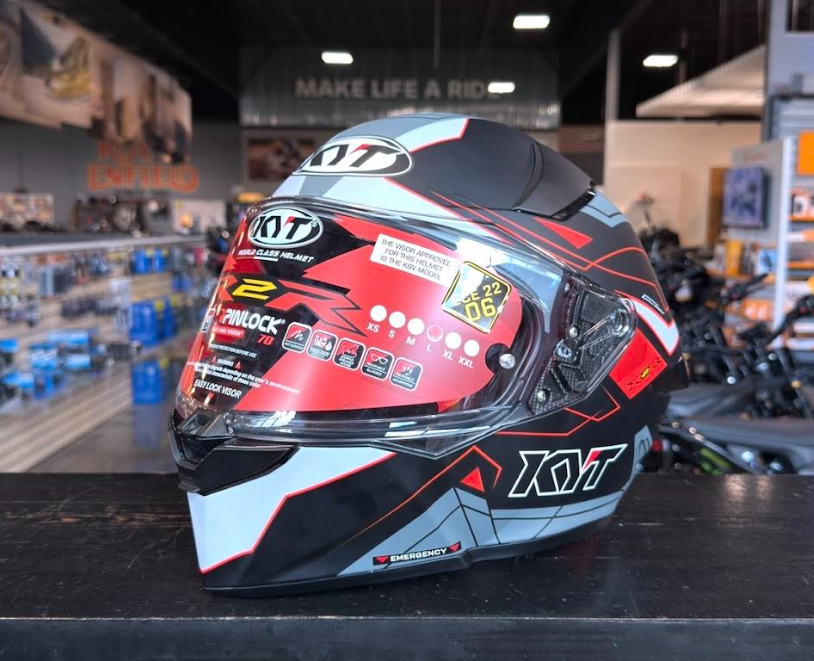NEW KYT R2R Graphic LED Matte Black Grey Large Helmet