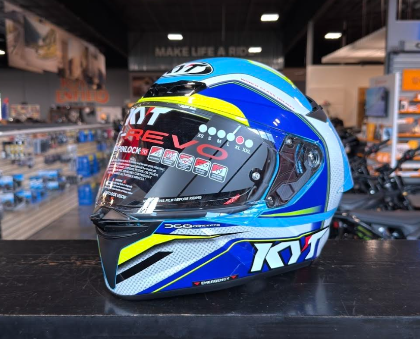 NEW KYT TT-REVO Grand Prix White Blue XL Helmet
