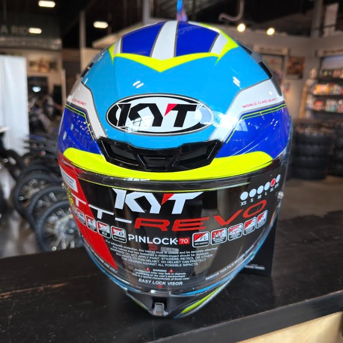 NEW KYT TT-REVO Grand Prix White Blue XL Helmet