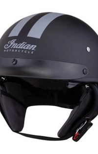 NEW Indian Motorcycle Half Helmet Gray Stripe Black Medium M 286963403
