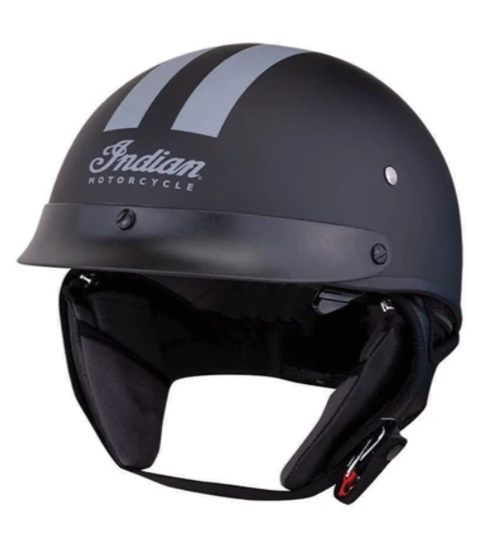 NEW Indian Motorcycle Half Helmet Gray Stripe Black Medium M 286963403
