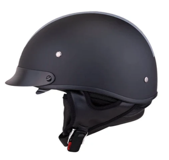 NEW Indian Motorcycle Half Helmet Gray Stripe Black Medium M 286963403