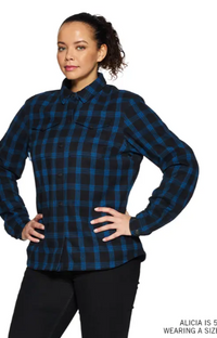 NEW Indian Motorcycle Women's Canyon Plaid Overshirt Blue XL 286480709
