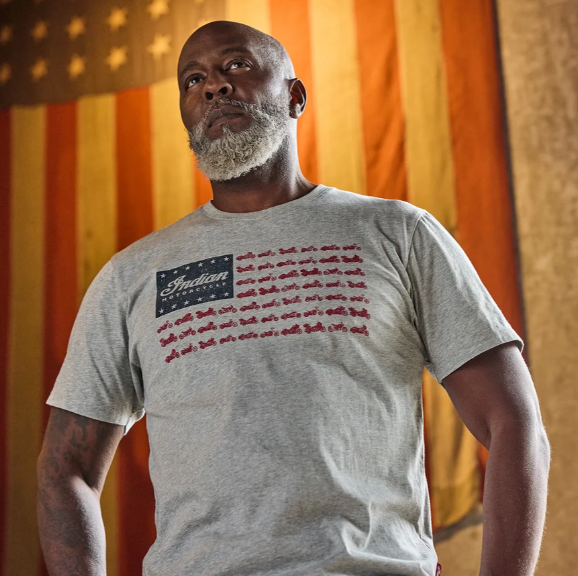 NEW Indian Motorcycle American Flag Bikes T-Shirt Gray XXL 286667812
