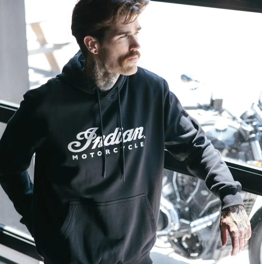NEW Indian Motorcycle Men's Essential Script Logo Hoodie Black XXL 286572912