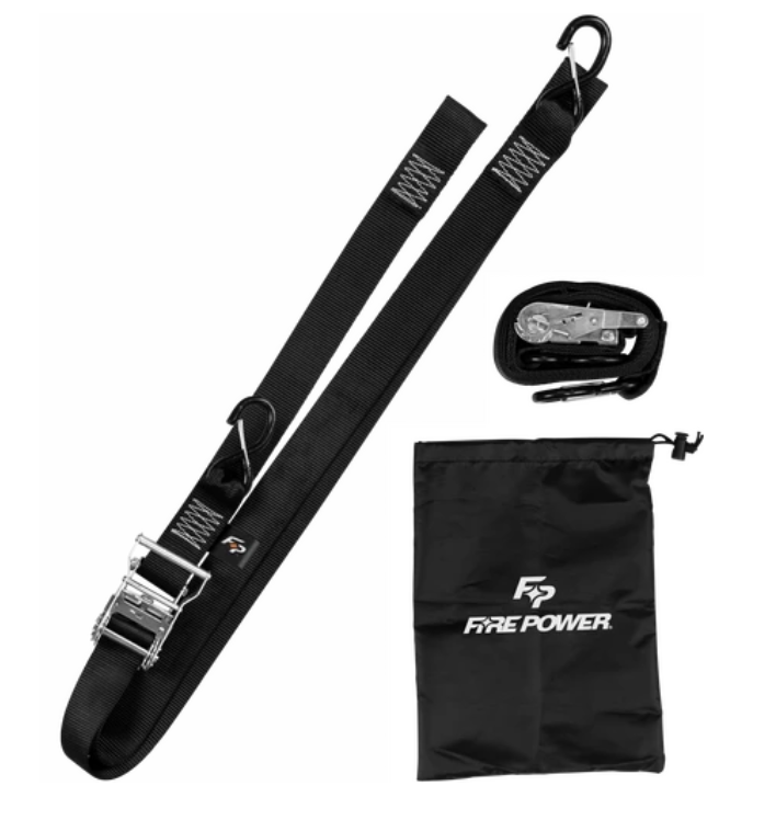 FIRE POWER 2 in. Ratchet Tie Downs Soft-Tye 8 ft Black 2-Pack 29-13090