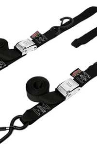 Powertye Ratchet Tie Down Soft-Tye 1.5 in Black Pair Secure Hooks 29-1094
