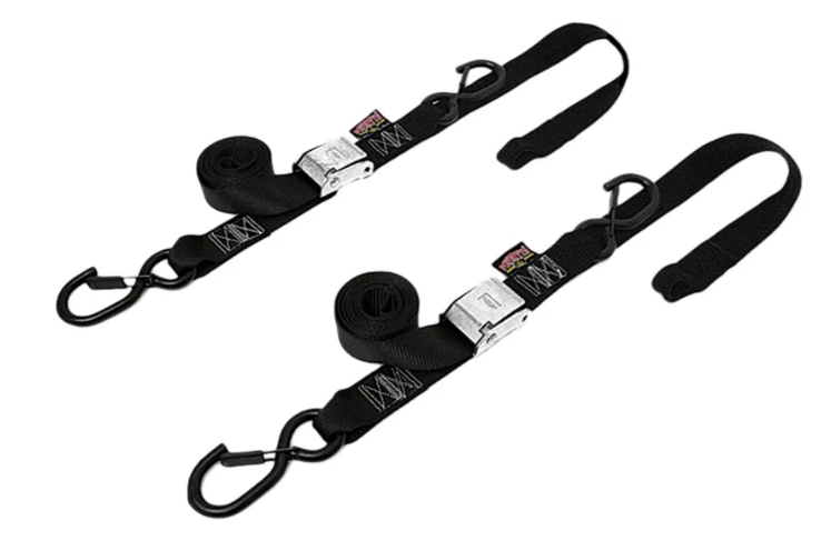 Powertye Ratchet Tie Down Soft-Tye 1.5 in Black Pair Secure Hooks 29-1094