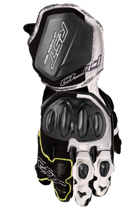 RST Pro Series GP D3O Motorcycle Gloves Black White Leather Medium