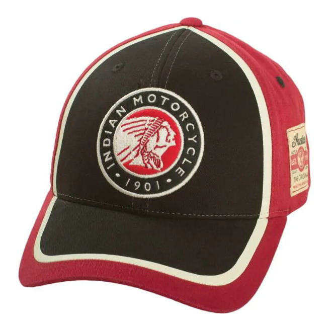 Indian Motorcycle Circle Patch Hat Red Black Cream Embroidered 2863628