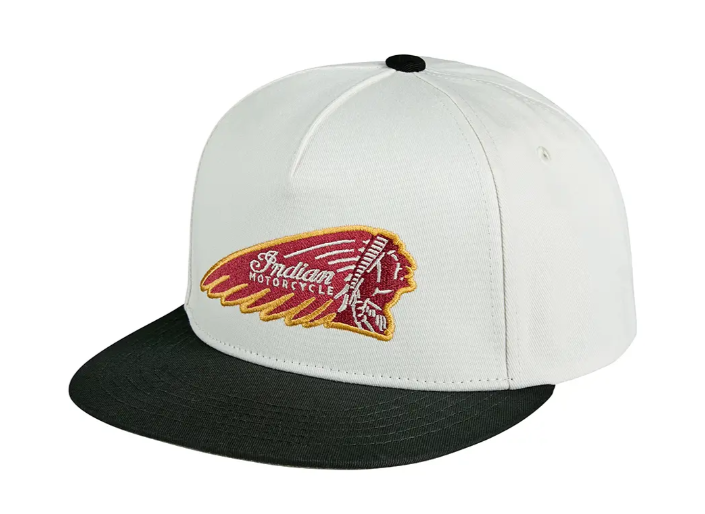 Indian Motorcycle Headdress Flat Peak Cap White Snapback 2866645