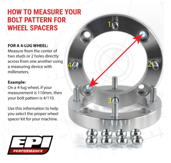 EPI 4/156 Wheel Spacer 1 in 3/8 Stud 24 Thread ATV UTV EPIWS025