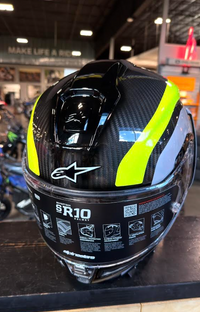 NEW Alpinestars Supertech R10 Arius Carbon Helmet Black Silver Yellow Fluo XL
