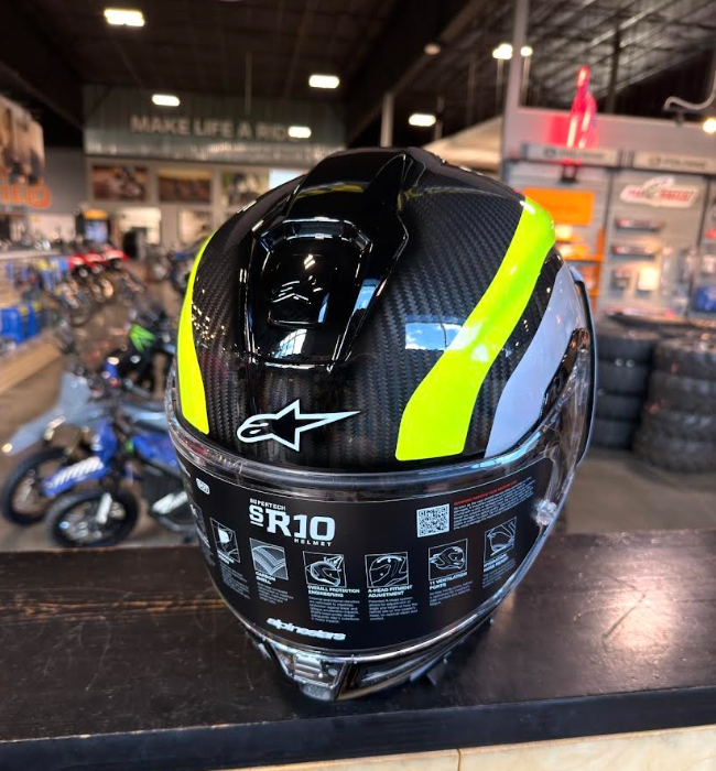 NEW Alpinestars Supertech R10 Arius Carbon Helmet Black Silver Yellow Fluo XL