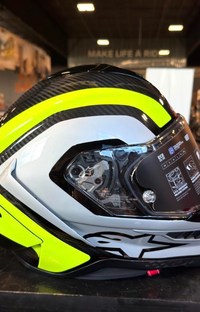 NEW Alpinestars Supertech R10 Arius Carbon Helmet Black Silver Yellow Fluo XL
