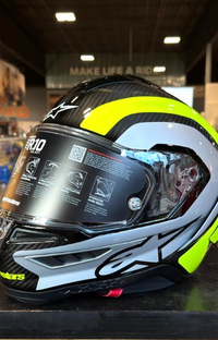 NEW Alpinestars Supertech R10 Arius Carbon Helmet Black Silver Yellow Fluo XL
