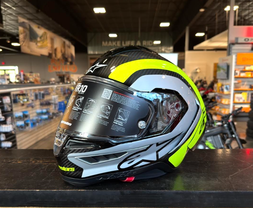 NEW Alpinestars Supertech R10 Arius Carbon Helmet Black Silver Yellow Fluo XL