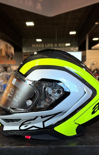 NEW Alpinestars Supertech R10 Arius Carbon Helmet Black Silver Yellow Fluo XL

