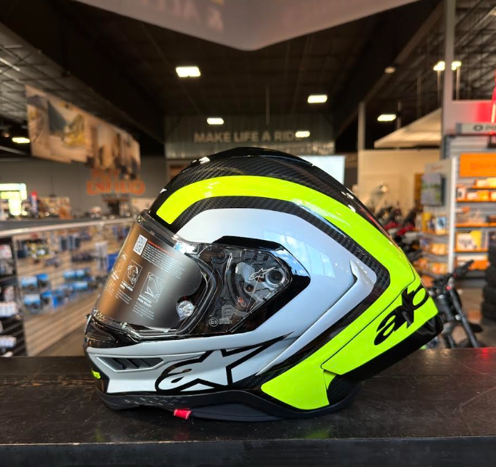 NEW Alpinestars Supertech R10 Arius Carbon Helmet Black Silver Yellow Fluo XL